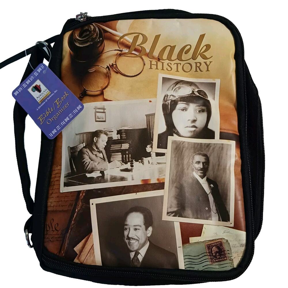 Bible/book organizer black vinyl w/ shoulder strap pockets Black History Photos